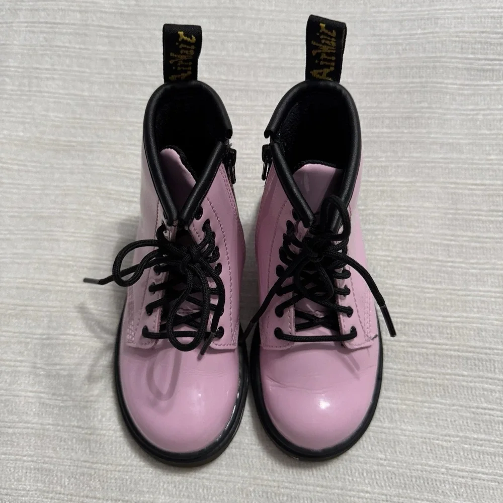 Dr Martens Kids 1460 Boots Lot Pink Patent Beige Lace Up Youth Size 9